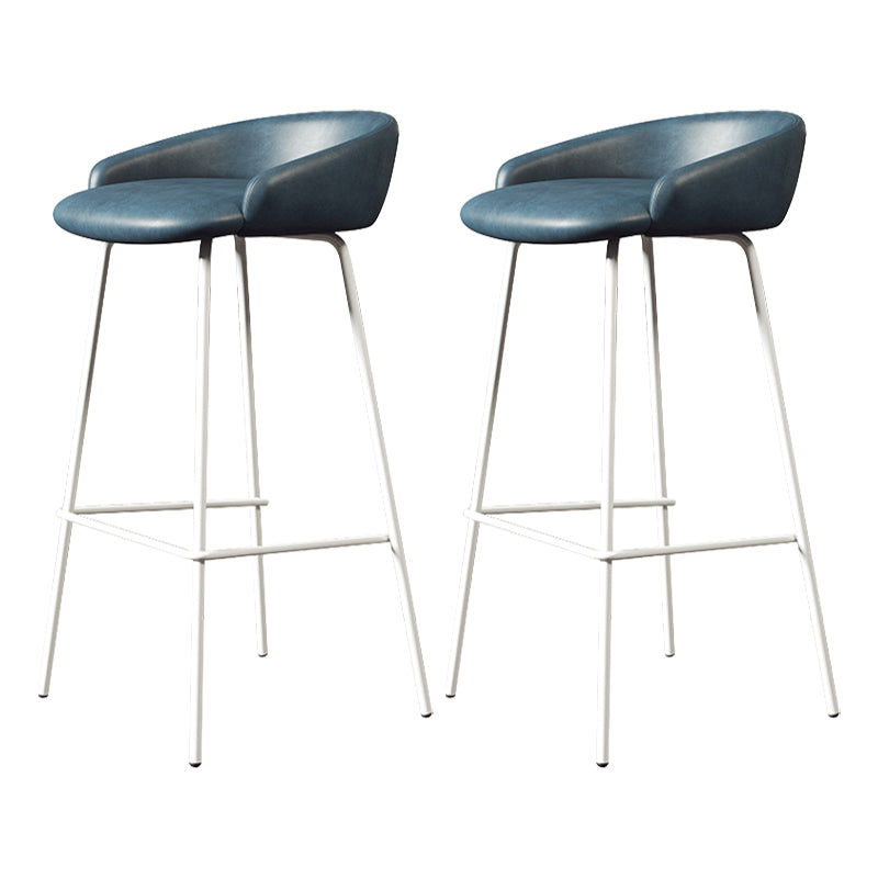 Glam Counter Bar Stool Armless Leather Bar Stool with Footrest Steel Base