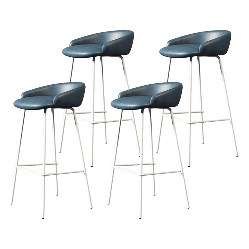 Glam Counter Bar Stool Armless Leather Bar Stool with Footrest Steel Base