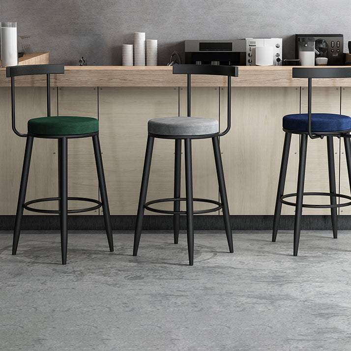 Moderne Theke rund Barhocker Armless Velvet Bar Stuhl mit Footstützeneisenbasis