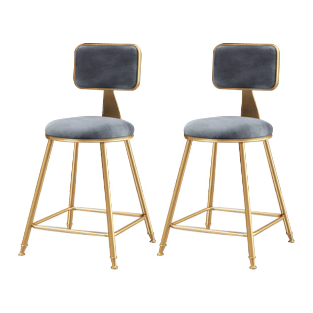Glam Armless Counter Stool Iron Household Bar Stool with Cushion and Pedal