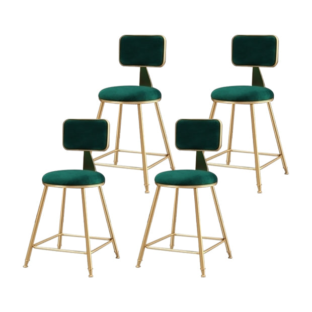 Glam Armless Counter Stool Iron Household Bar Stool with Cushion and Pedal