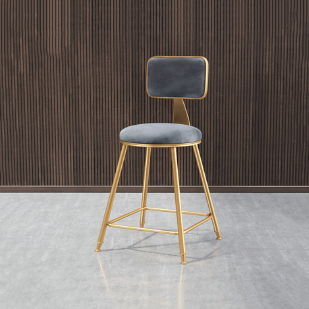 Glam Armless Counter Stool Iron Household Bar Stool with Cushion and Pedal