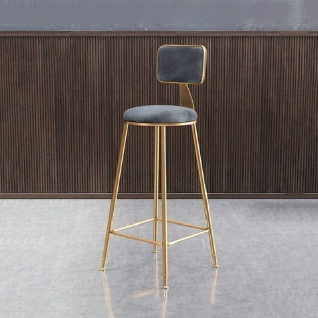 Glam Armless Counter Stool Iron Household Bar Stool with Cushion and Pedal