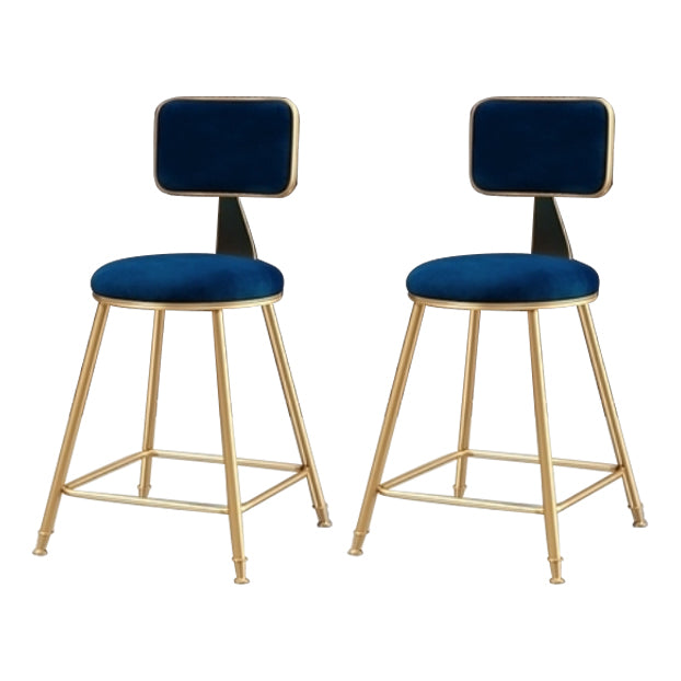 Glam Armless Counter Stool Iron Household Bar Stool with Cushion and Pedal