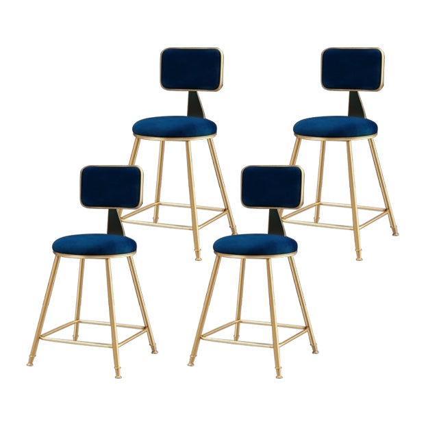 Glam Armless Counter Stool Iron Household Bar Stool with Cushion and Pedal