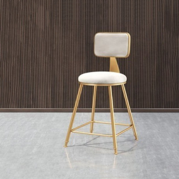 Glam Armless Counter Stool Iron Household Bar Stool with Cushion and Pedal