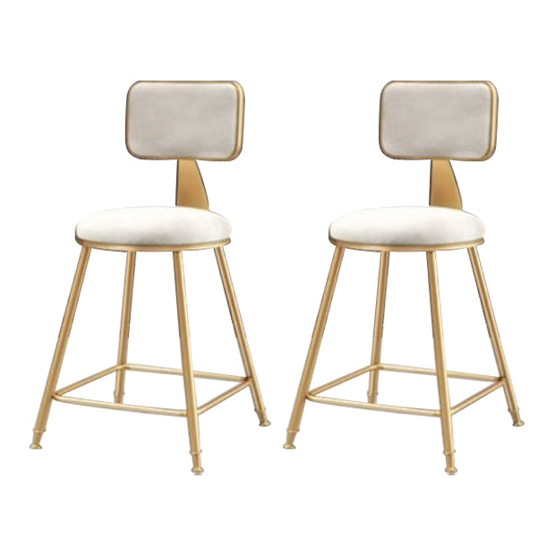 Glam Armless Counter Stool Iron Household Bar Stool with Cushion and Pedal