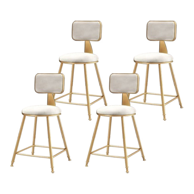Glam Armless Counter Stool Iron Household Bar Stool with Cushion and Pedal