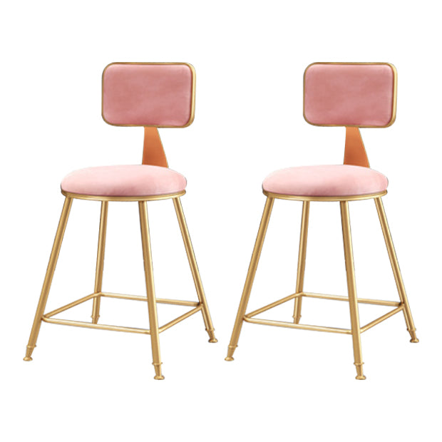 Glam Armless Counter Stool Iron Household Bar Stool with Cushion and Pedal