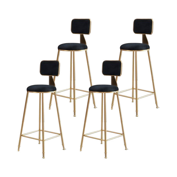 Glam Armless Counter Stool Iron Household Bar Stool with Cushion and Pedal