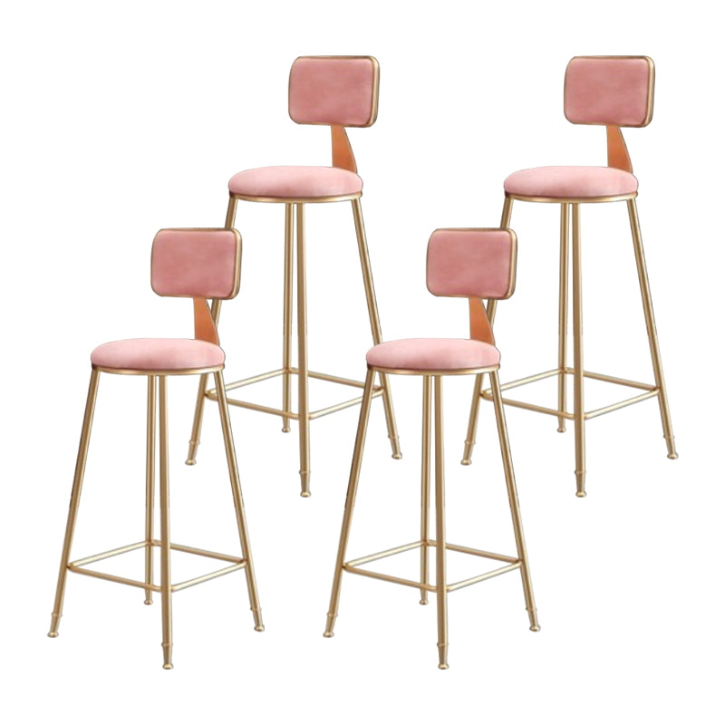 Glam Armless Counter Stool Iron Household Bar Stool with Cushion and Pedal