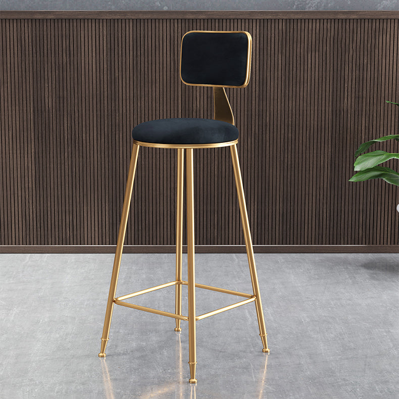 Glam Armless Counter Stool Iron Household Bar Stool with Cushion and Pedal