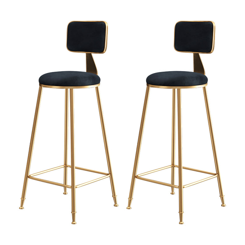 Glam Armless Counter Stool Iron Household Bar Stool with Cushion and Pedal