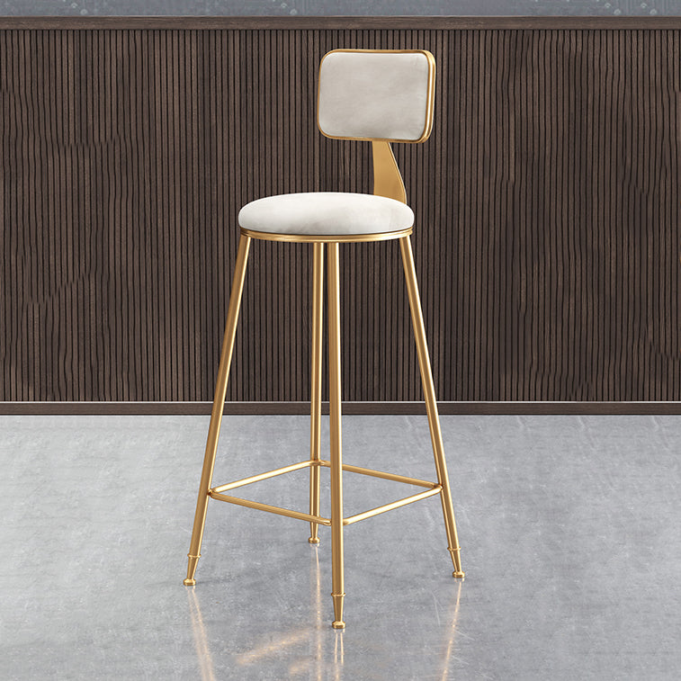 Glam Armless Counter Stool Iron Household Bar Stool with Cushion and Pedal