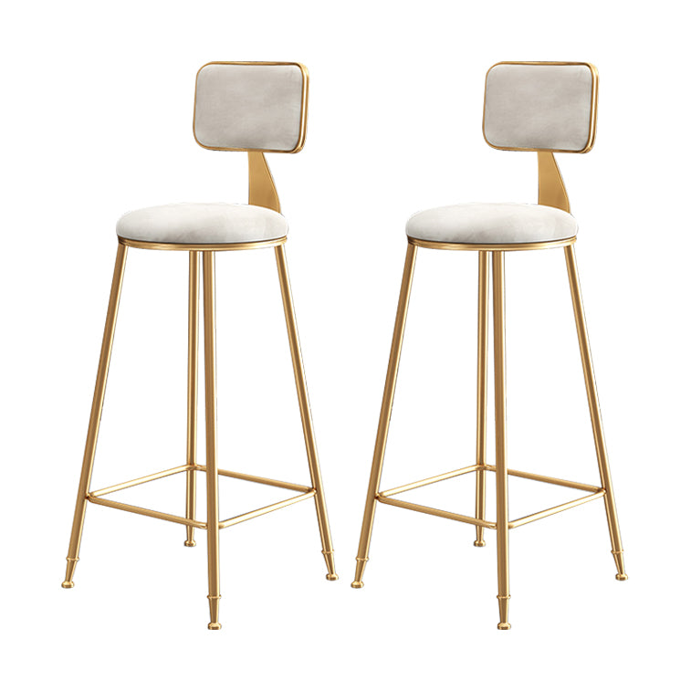 Glam Armless Counter Stool Iron Household Bar Stool with Cushion and Pedal