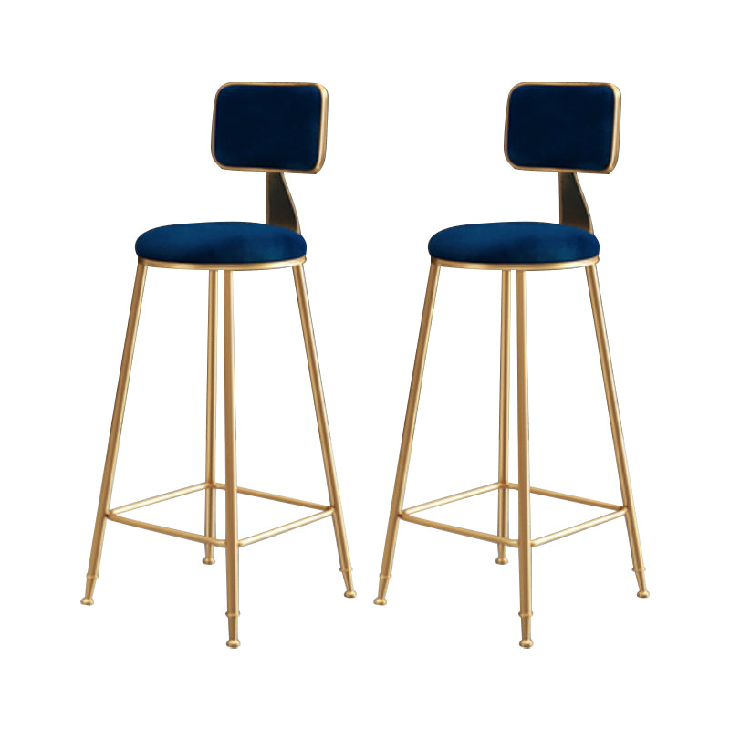 Glam Armless Counter Stool Iron Household Bar Stool with Cushion and Pedal
