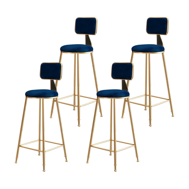 Glam Armless Counter Stool Iron Household Bar Stool with Cushion and Pedal