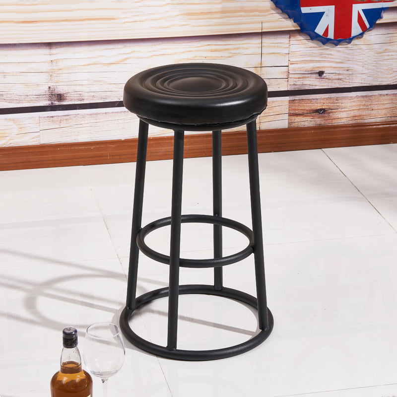 Taburete moderno sin brazos para el hogar, taburete de Bar de hierro con cojín y Pedal