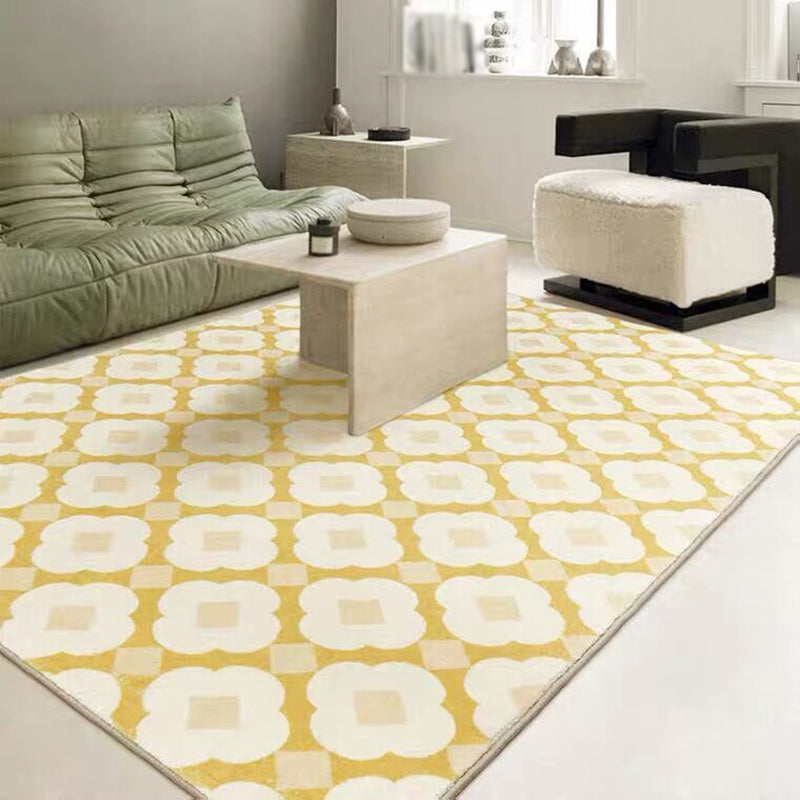 Modern Floral Print Rug Polyster Rug Stain Resistant Indoor Rug for Living Room
