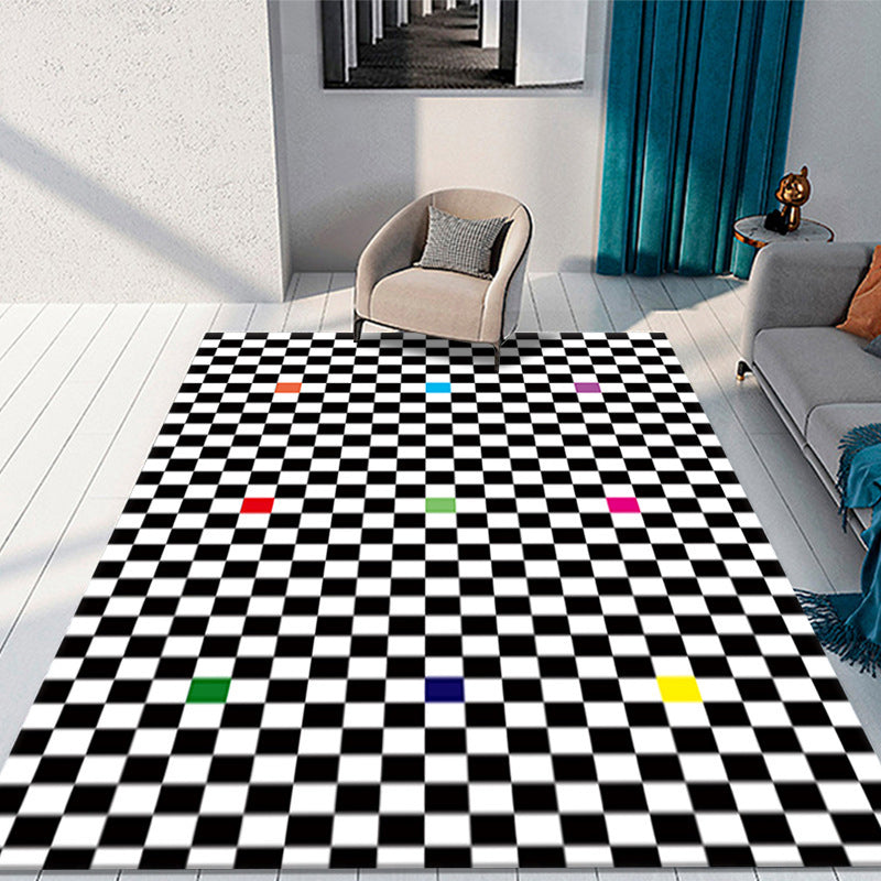 Simple Green and White Plaid Carpet Indoor Carpet Polyester Non-Slip Backing Rug