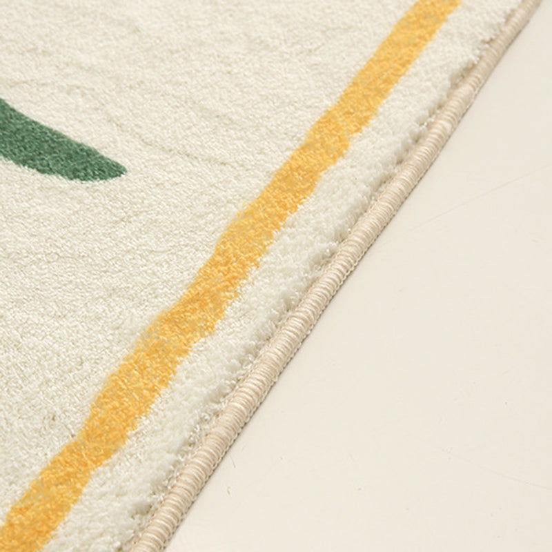 Yellow Flowers Rug Polyester Rug Area Carpet Anti-Slip Washable Rug for Living Room