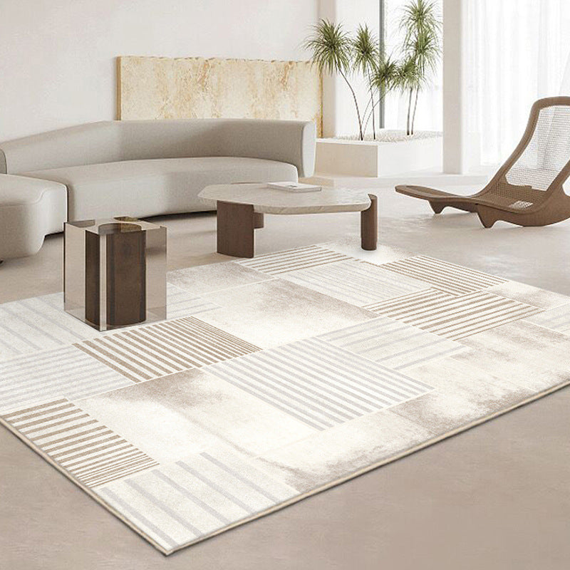 Contemporary Rug Polyester Simple Rug Non-Slip Backing Rug for Home Decor