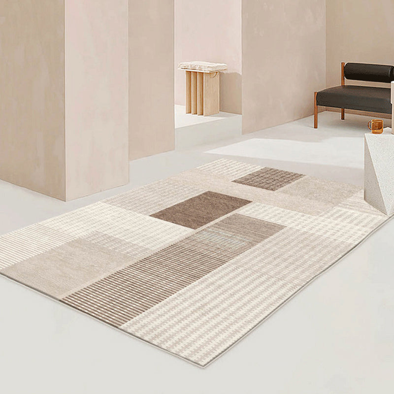 Contemporary Rug Polyester Simple Rug Non-Slip Backing Rug for Home Decor
