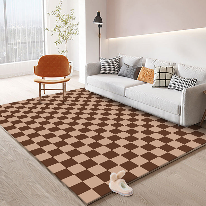 Colorful Checkered Rug Indoor Carpet Polyester Non-Slip Backing Rug for Living Room