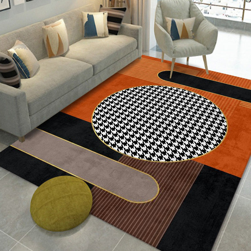 Magnificent Modern Rug Orange Color Piece Rug Stain Resistant Rug for Living Room