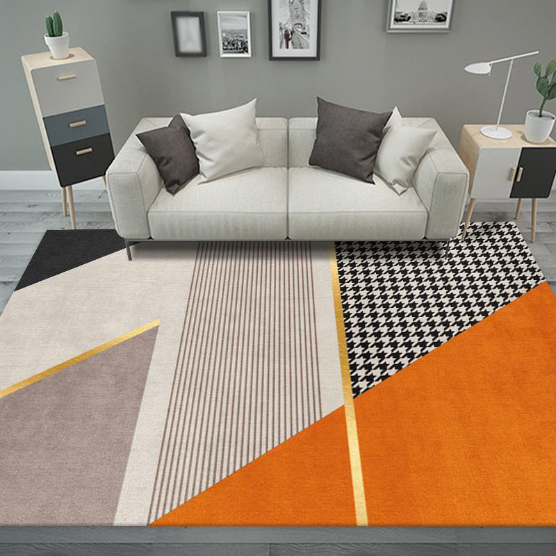 Magnificent Modern Rug Orange Color Piece Rug Stain Resistant Rug for Living Room