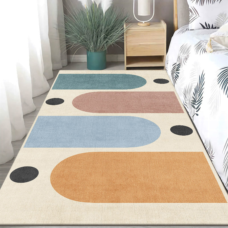 Dark Orange Nordic Rug Polyester Color Block Rug Washable Rug for Drawing Room