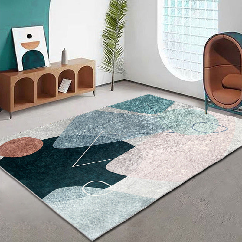 Gray Modern Rug Polyester Color Piece Rug Stain Resistant Rug for Living Room