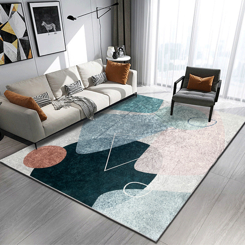 Gray Modern Rug Polyester Color Piece Rug Stain Resistant Rug for Living Room