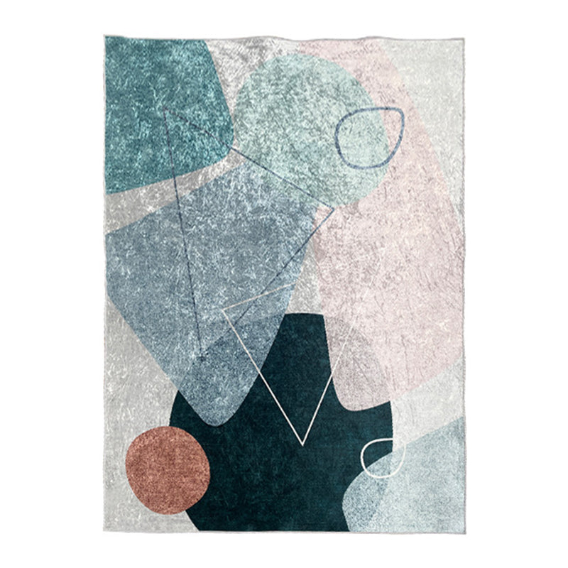 Gray Modern Rug Polyester Color Piece Rug Stain Resistant Rug for Living Room