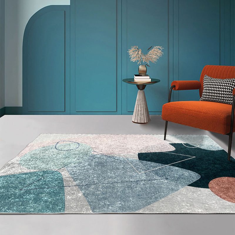 Gray Modern Rug Polyester Color Piece Rug Stain Resistant Rug for Living Room