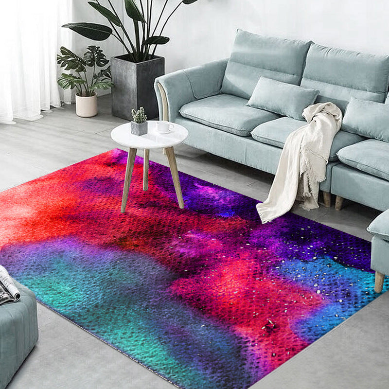 Purple Modern Rug Polyester Starry Sky Rug Stain Resistant Rug for Home Decor