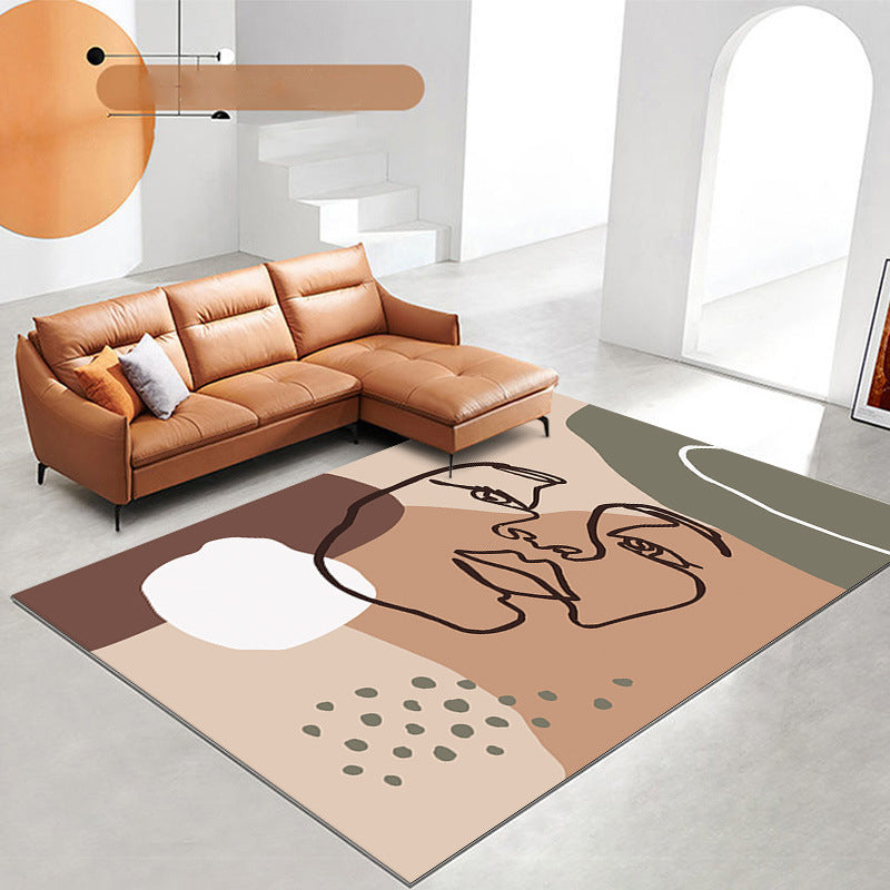 Pink Contemporary Carpet Polyester Color Piece Carpet Washabke Carpet for Living Room