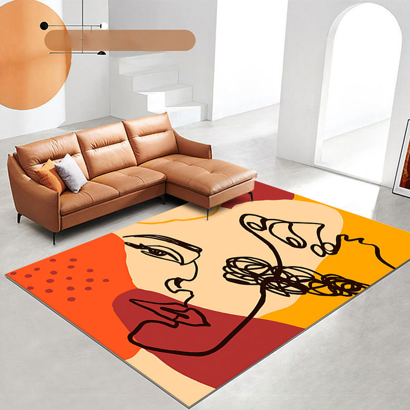 Pink Contemporary Carpet Polyester Color Piece Carpet Washabke Carpet for Living Room