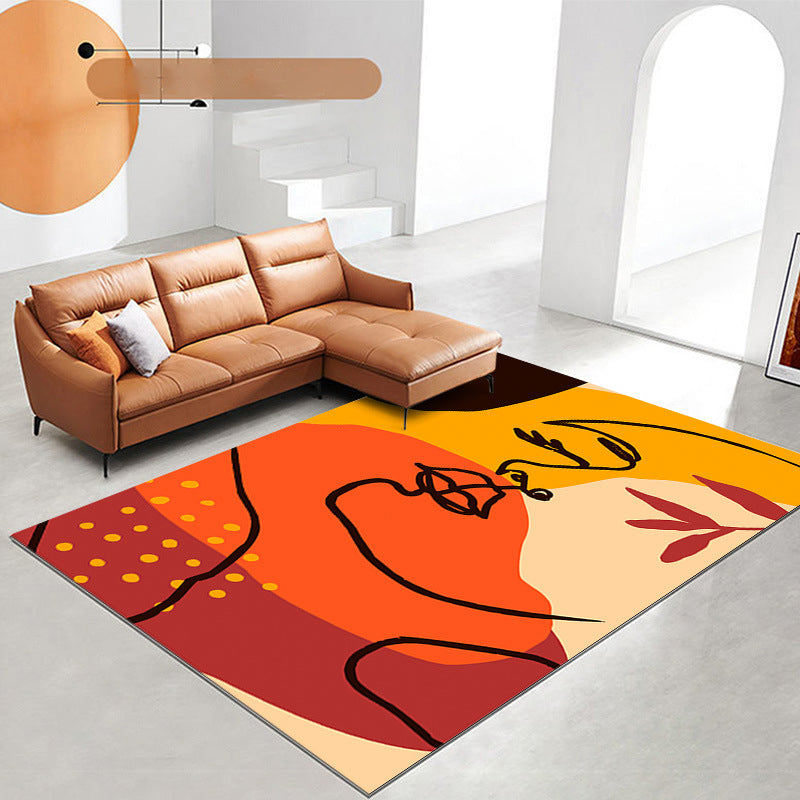 Pink Contemporary Carpet Polyester Color Piece Carpet Washabke Carpet for Living Room