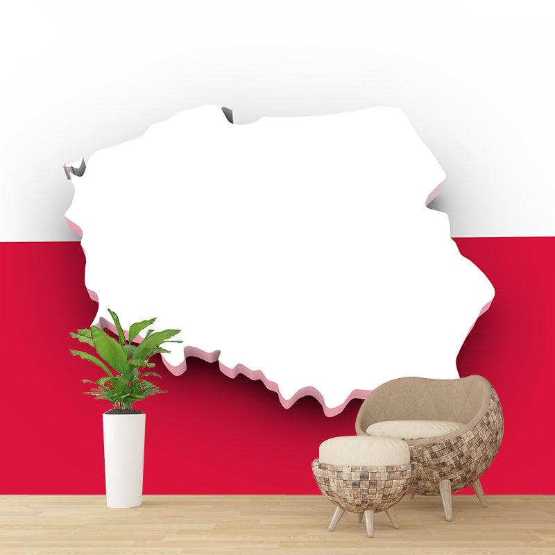 Mildew Resistant Map Wall Mural Horizontal Illustration for Wall Decor