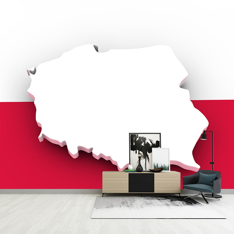 Mildew Resistant Map Wall Mural Horizontal Illustration for Wall Decor