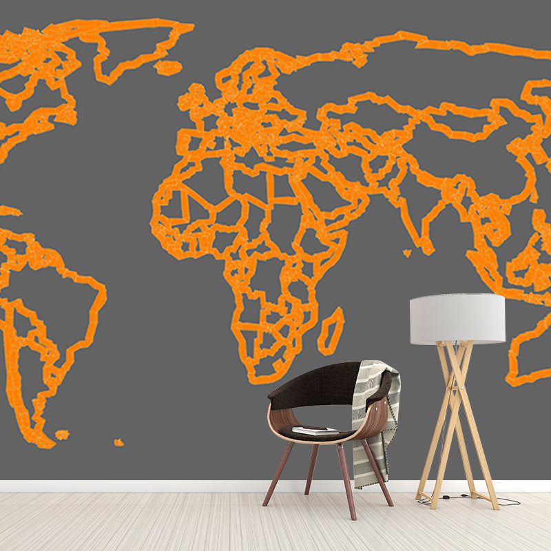 Map Mural Horizontal Illustration Decorative Environment Friendly for Home