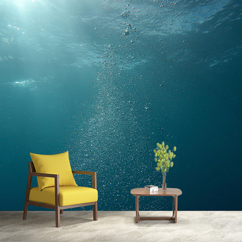 Mildew Resistant Mural Undersea Pattern Horizontal Photography for Bathroom