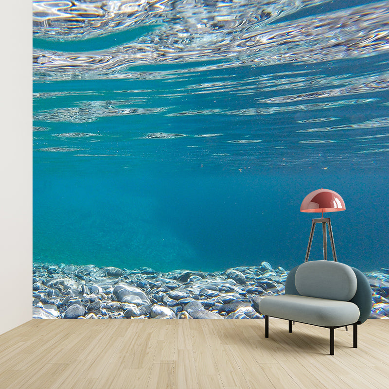 Mildew Resistant Mural Undersea Pattern Horizontal Photography for Bathroom