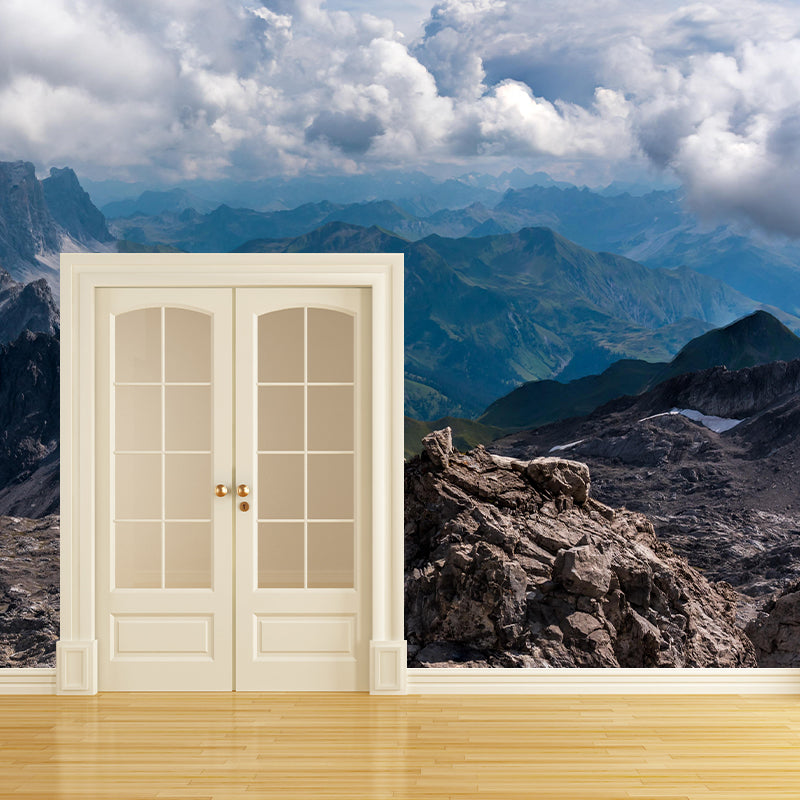 Living Room Bedroom Mural Mountain Pattern Wall Mural in Light Color