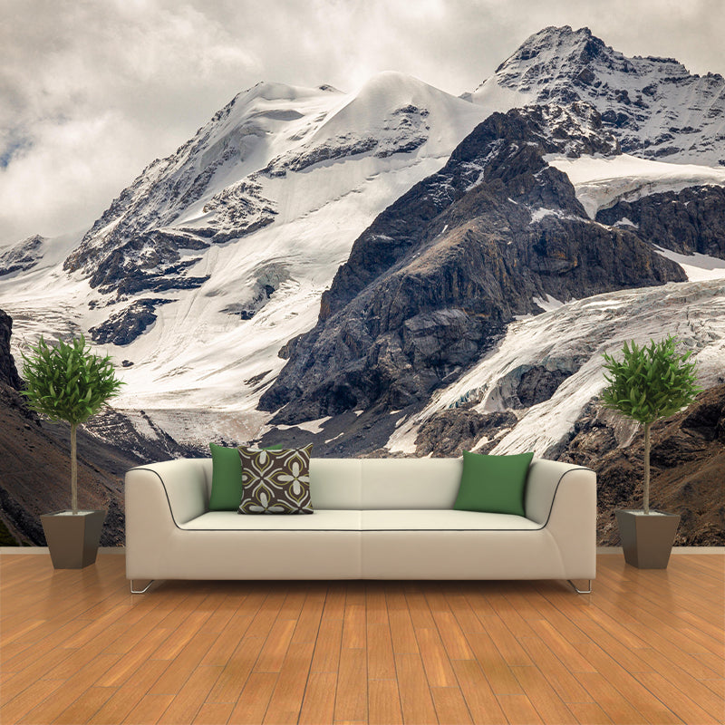 Huge Mountain Photography Mural Living Room Wall Mural in Light Color