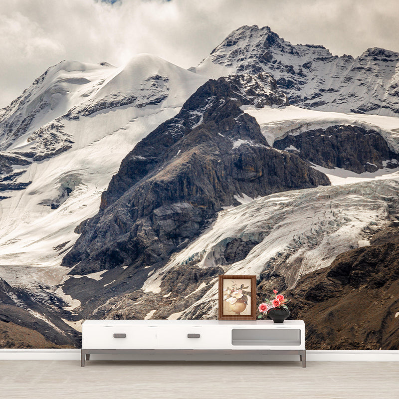 Huge Mountain Photography Mural Living Room Wall Mural in Light Color