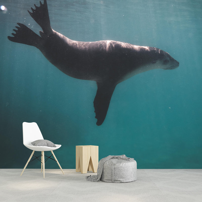 Seabed Photography Mural Wallpaper Dining Room Wall Mural in Light Color