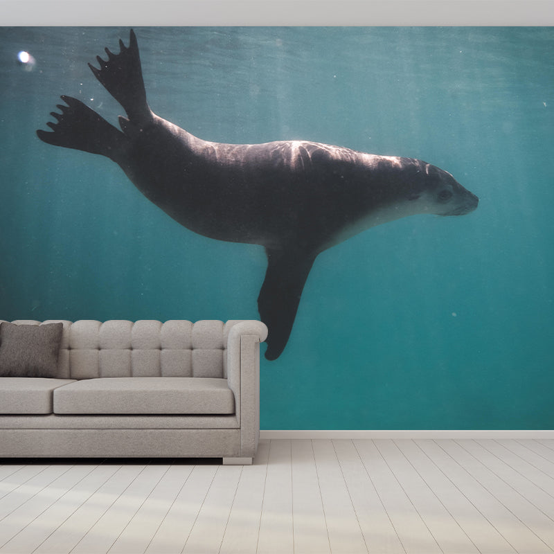 Seabed Photography Mural Wallpaper Dining Room Wall Mural in Light Color
