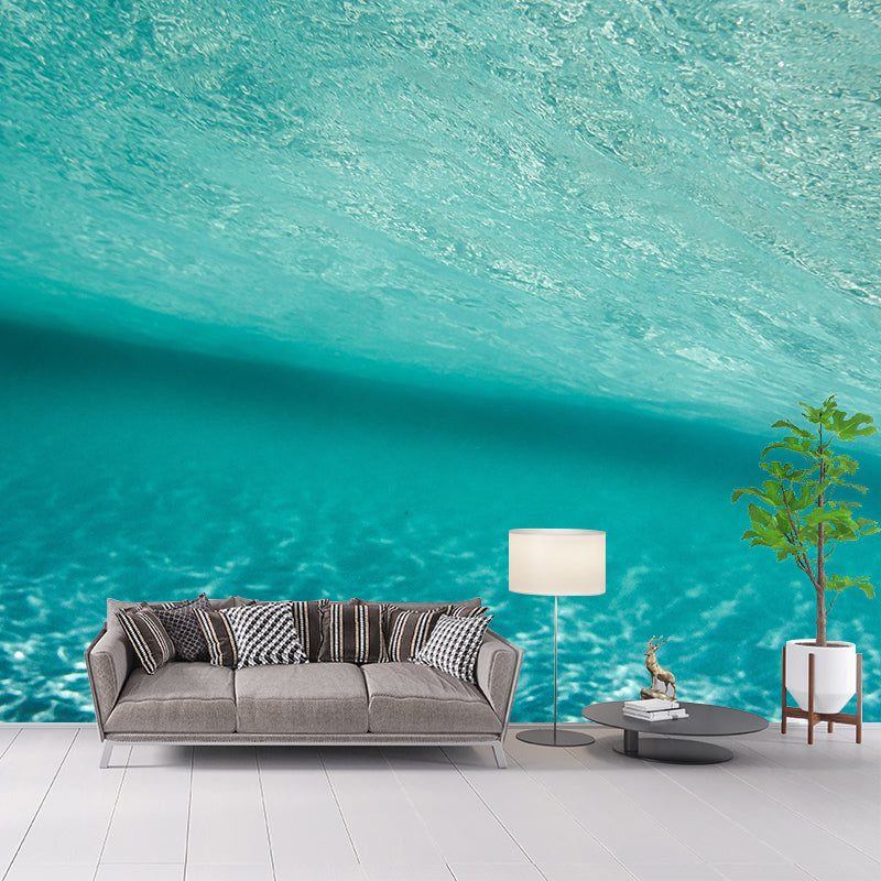Seabed Photography Mural Wallpaper Dining Room Wall Mural in Light Color